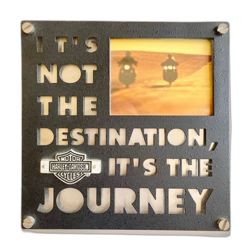 Vintage Harley Davidson Picture Photo Frame Motorcycle Destination Journey Logo